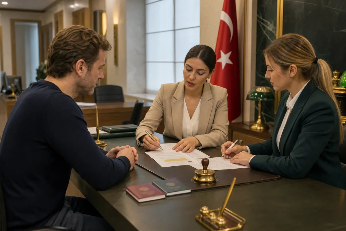 Иностранец оформляет доверенность vekaletname у нотариуса в Турции с присяжным переводчиком
