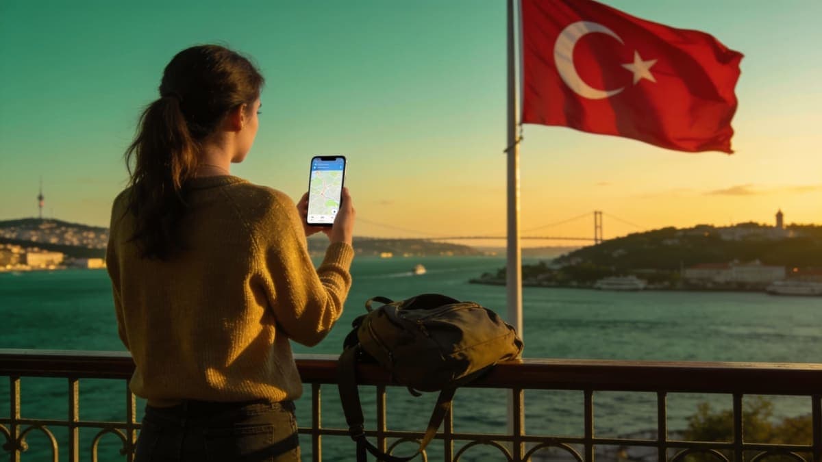 A foreigner planning the first 30 days of life in Turkey with documents and a laptop