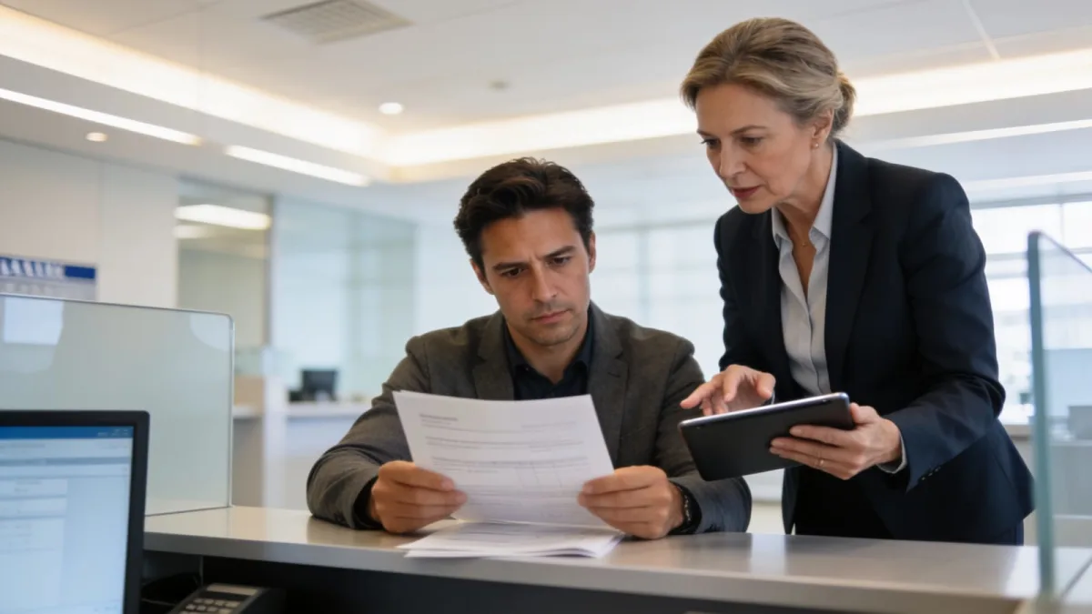 Иностранный клиент подаёт заявление на открытие счёта в банковском отделении